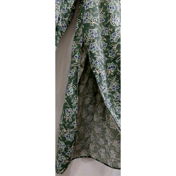 VTG Victoria’s Secret Gold 100% Cotton Green Floral 1/2 Button Gown Medium Note - Picture 8 of 9